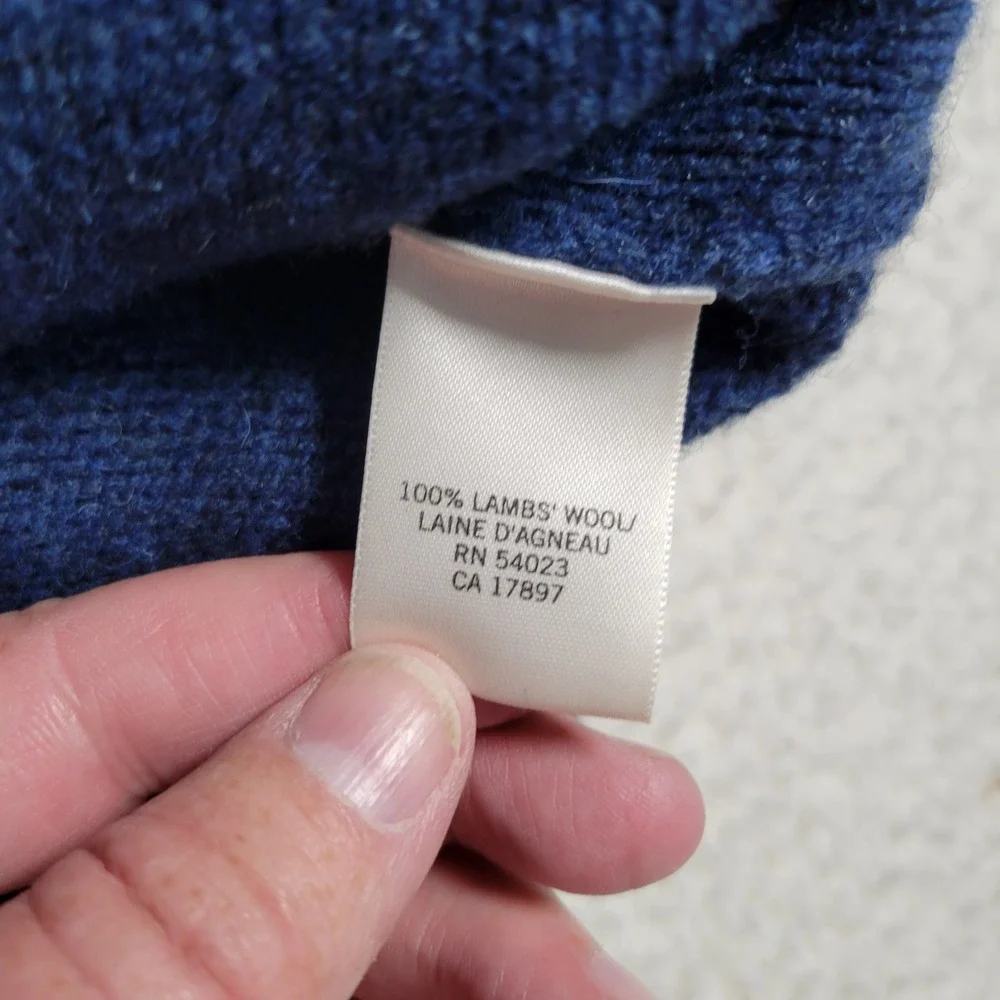 Banana Republic Sweater Mens Large Blue Argyle 100% Lambswool V-Neck Knit 0739